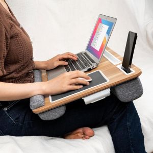Environmental Protection Folding Bamboo Laptop Tray Desk With Cushion Tray