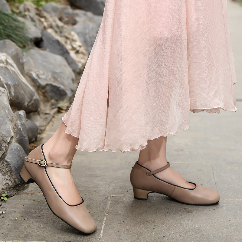 S295 Factory Spring Handmade Leather Retro Mary Jane Women'S Shoes 2020 Spring