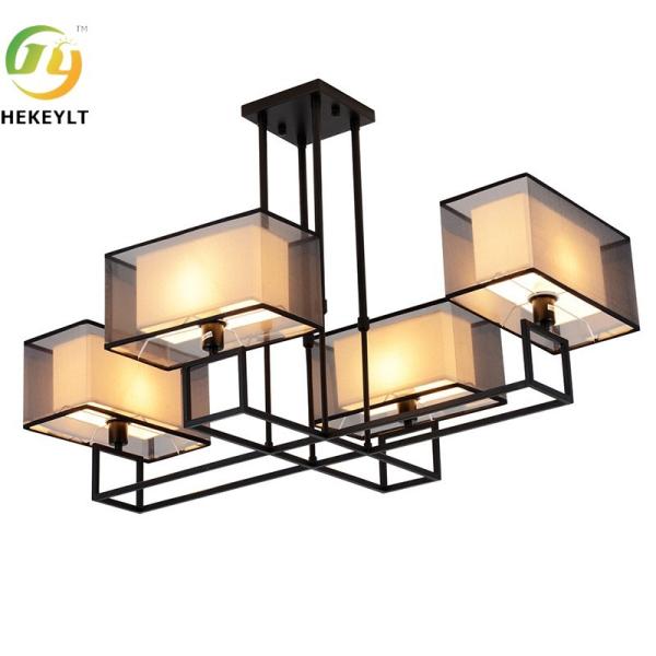 Study Bedroom LED Chandelier Lighting Dining Room Rectangular Ceiling Iron