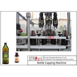 Rotary 4 Head Aluminium Bottle Cap Machine For Syrup / Olive Oil Screw Thread