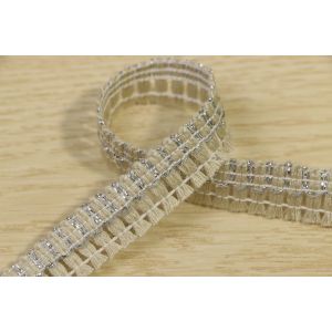 Fringe Woven Fabric Tape Multiapplication With Silver Metallic Thread