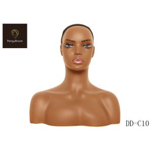 Washable Pierceable Mannequin Head Shoulders With Meticulous Makeup