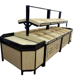 Metallic Vegetable Display Rack Supermarket Adjustable Shelves