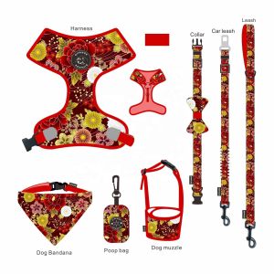 Nylon Dog Leash Collar Set Fashion Fancy Luxury Polyester Breathable