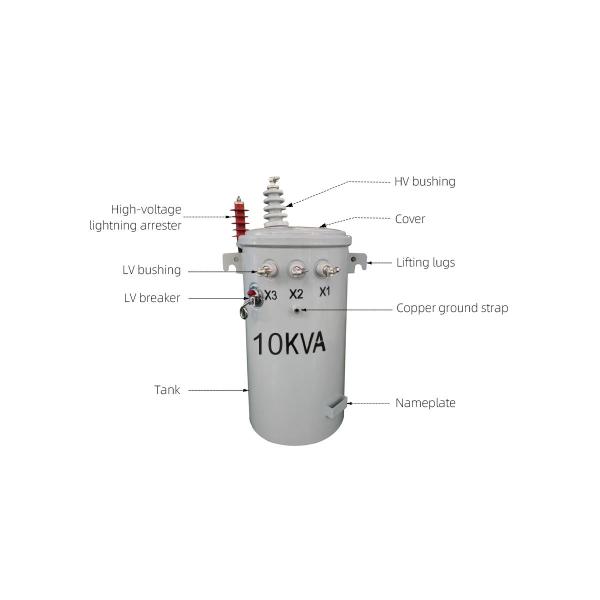10Kva Single Phase Pole Mounted Transformer Step Down Oil Power Electric 12470V to 240v