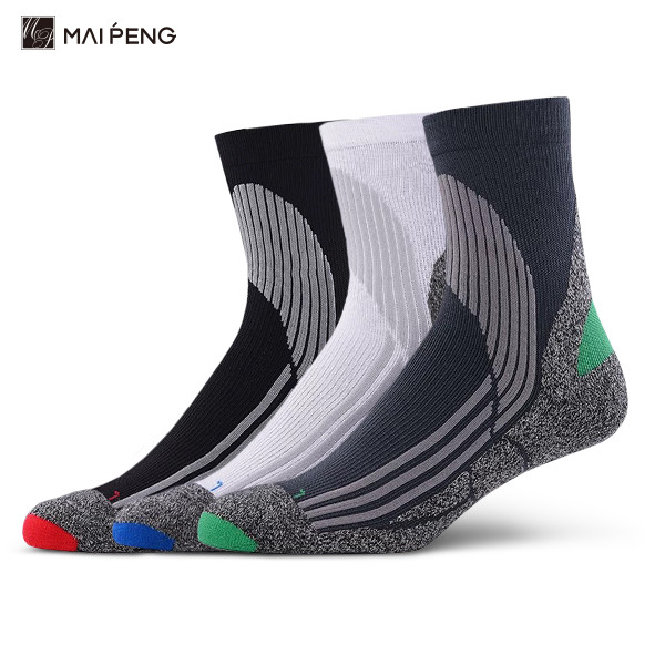 Cushion Padded Custom Cycling Socks Breathable Crew Bike Riding Socks