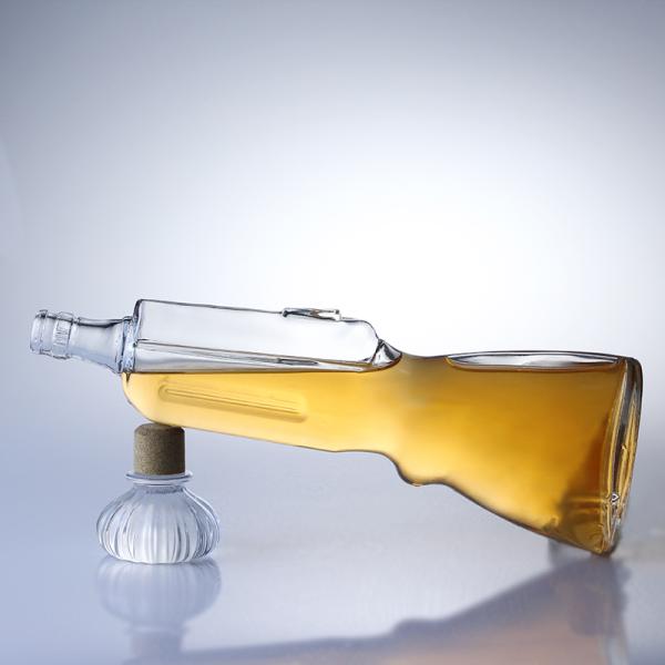 500ml Whisky Glass Bottle Gun Shape Open Mold 700ml Vodka Bottle for Beverage Industry