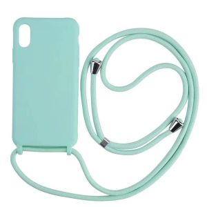 Liquid Silicone Nylon Rope Strap Shockproof Phone Cases For Iphone 6 7 Pro Max