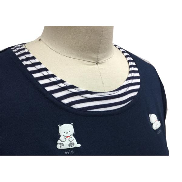 Yarn Dye Insert Layer Ladies Casual T Shirts Womens Fall Tops With Puff Print