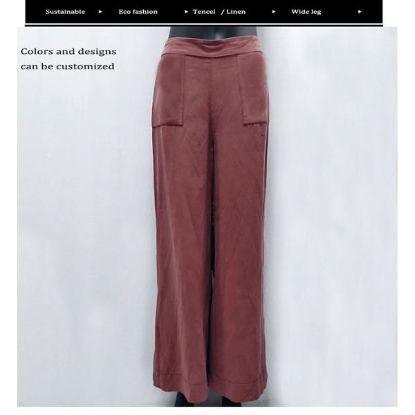 Solid Dye Tencel Linen Wide Leg Long Trousers
