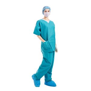 Food Industry Disposable Scrub Suits , 45gsm disposable hospital scrubs