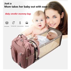 Convenient 600d Polyester Mommy Diaper Bag Travel Mommy Bag With Crib