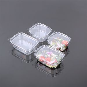 Disposable PET RPET 4oz Plastic Sauce Container Clear Hinged Tamper Proof