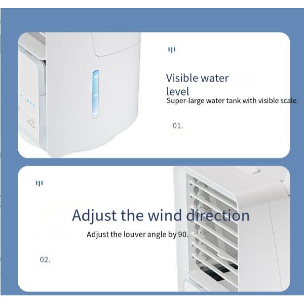 USB Water Cooling Fan Small Table Air Cooler with 3 Wind Modes Low/Med/High 14*14*26CM