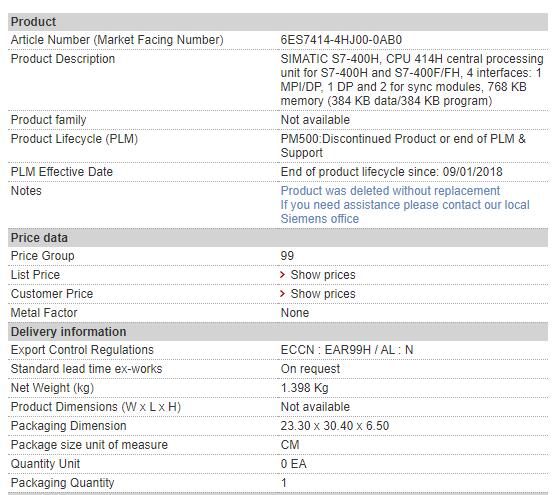 6ES7414-4HJ00-0AB0 6ES7 414-4HJ00-0AB0 Siemens Central Processing Unit