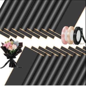 Smooth Golden Edge Flower Wrapping Paper 58CM * 58CM Customized for Florist