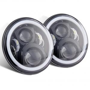 Quality 7 inch led fog light 70W With Angel eyes high/low Beam Pattern with RGB Bluetooth controller for Jeep for sale