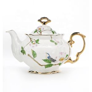 Ceramic Chinese Teapot Kettle Floral Design Teapot Large Capacity For Afternoon