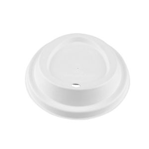Manufacture WholeSale Sugarcane Pulp Molded Sip Lid , Triangle Design , Bleached