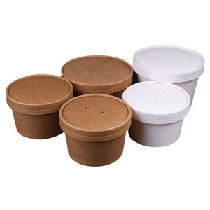 Disposable kraft white paper bowl for salad and hot soup and rice bowl ice cream