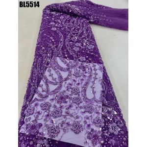 Exquisite brown handmade beaded lace embroidery african french lace fabric