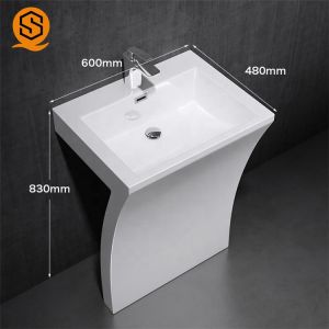 Fireproof Solid Surface Wash Basin Lavabo White Pedestal Wash Basin
