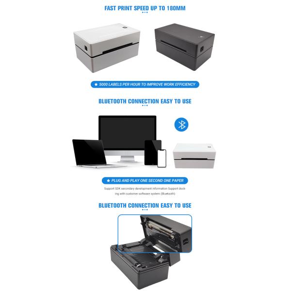 USB Blue tooth Interface Type 110mm Thermal Label Printer for Fast Shipping Label Printing