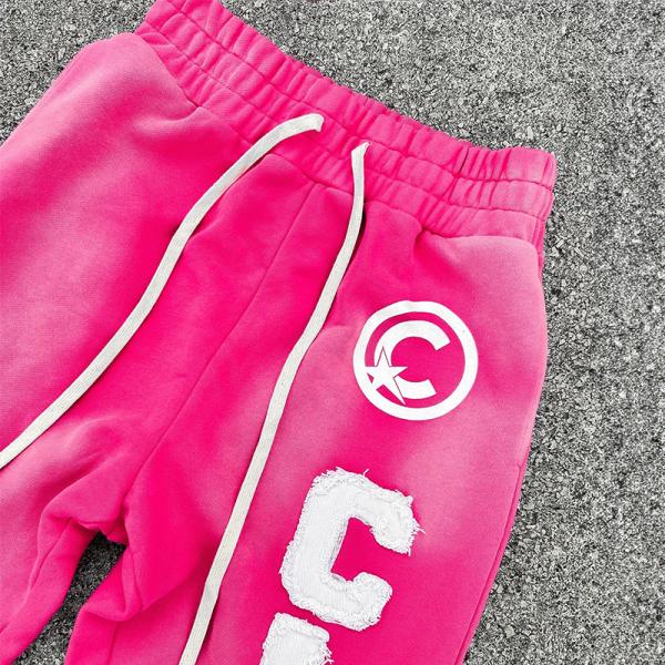 Designer Sun Faded Embroidery Patch Distressed French Terry Vintage Straight Leg Sweatpants Sweat Pants for Men Custom Logo