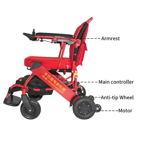 Buy Red Foldable Electric Wheelchair 6km/H Environmental Protection Coating at wholesale prices