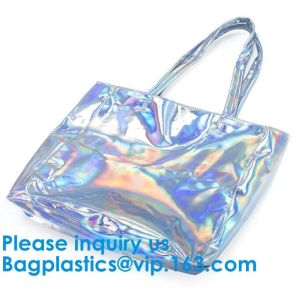 Reflective laser PU leather bag, Iridescent Tote, Fashion Holographic Handbag,