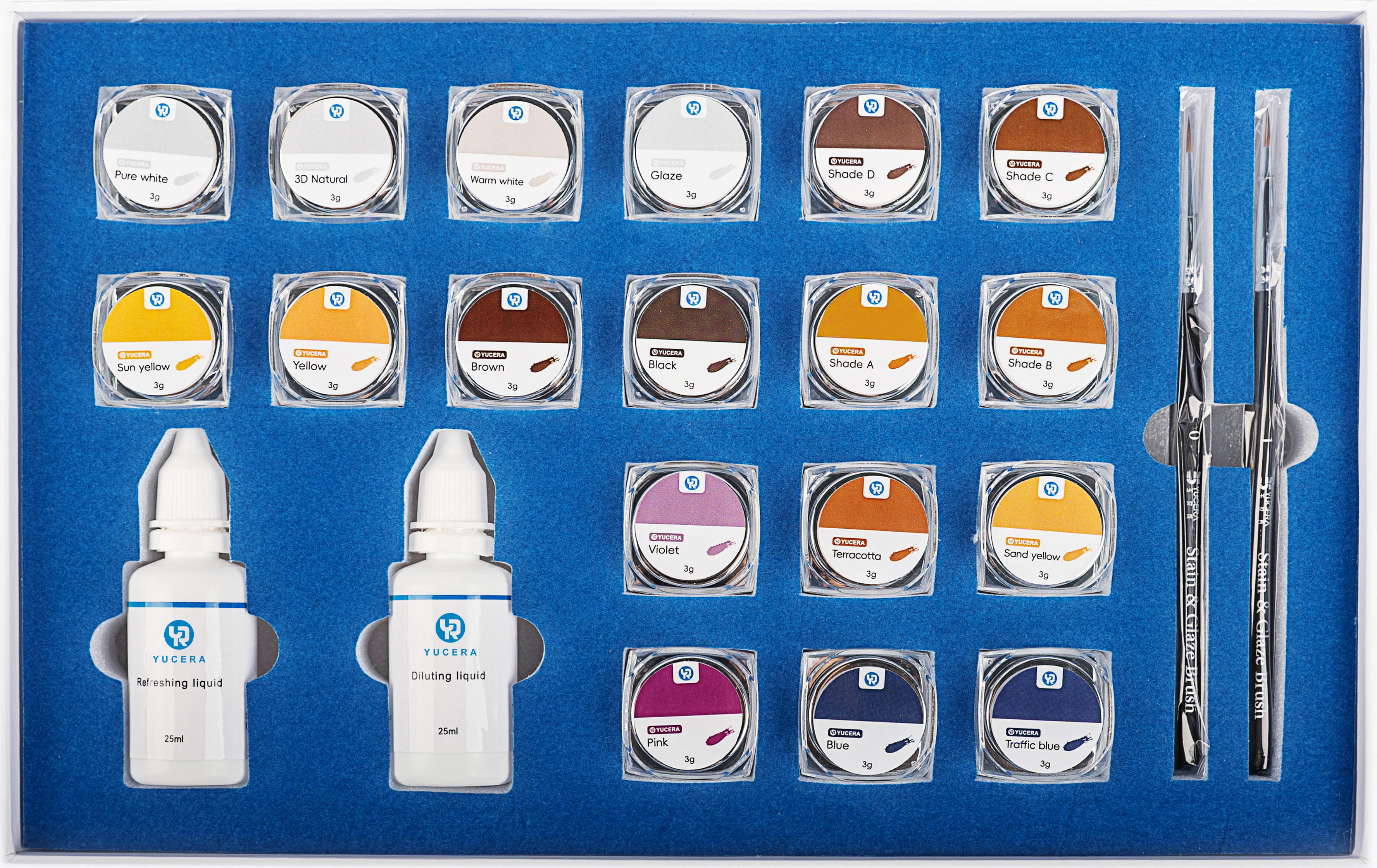 Yucera Dental Lab Essentials18-Color Ceramic Zirconia Staining & Glazing Kit for