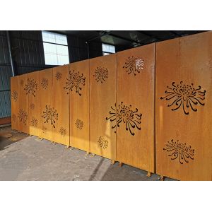 China External Decorative Corten Steel Garden Screens With Chrysanthemum Pattern on sale