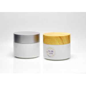 China JG-AQ100H, 100ml vintage milk white glass cosmetic jars, primary cosmetic (skin care) packaging for facial mask on sale