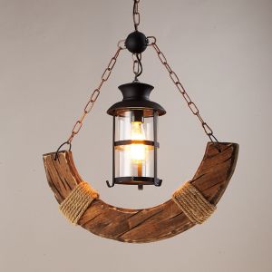 Industrial Wood Chandelier Creative Living Room Bar Dining Room Handing Lamp(WH
