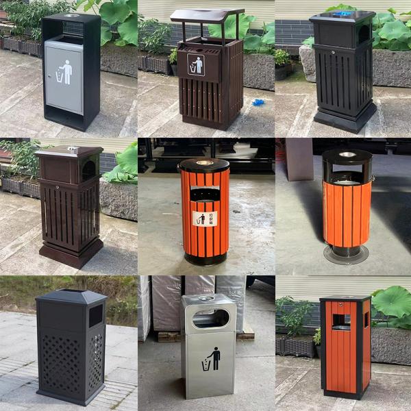 Outdoor New Metal Bucket Stainless Steel Large Sanitation Dustbin Outdoor City Park District School Peel Dustbin