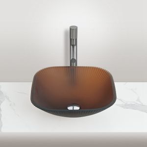 1 Hole Glass Bathroom Wash Basin With Mirror Included Countertop Mounted Sinks