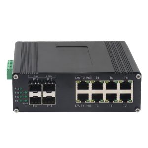 Industrial Managed Switch with 4 SFP Ports Dual 12-48V DC Power Input