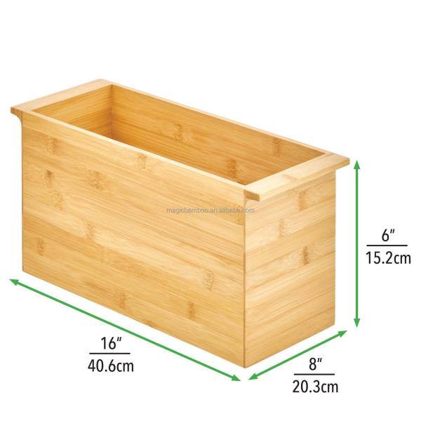 Bamboo Paper Towel Roll Storage Container Organizer for Bathroom