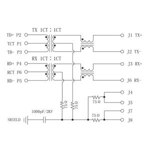 RJL-002LB1 | LPJ9011KONL RJ45 Modular Jack Magnetic , 1X1 Port Tab-up