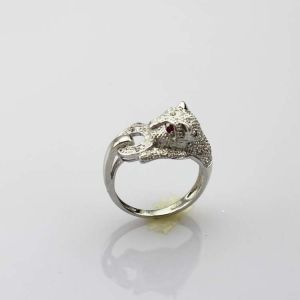 Designer Jewelry Solid Sterling Silver Leopard Ring Pave Cubic Zirconia(SRJ700)