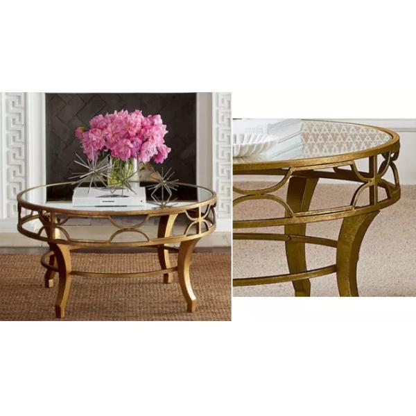 Luxury Round Center Table Stainless Steel Base Marble Mirror Top Coffee Tape Side Table