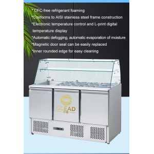 Stainless Steel 3-Door Chiller 220-240V GN1/3 Refrigeration Unit for 2-8.C