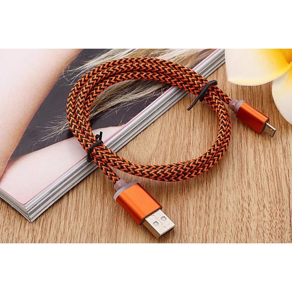 1M Fabric Nylon Braided Micro Flexible USB Cable for Samsung / Blackberry