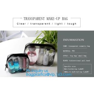 Promotion reusable clear printed transparent zipping storage cosmetic toiletry