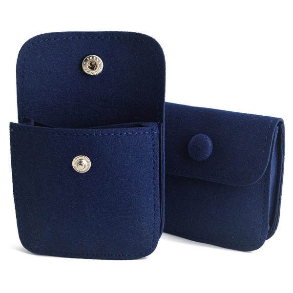 Buy Snap Button Custom Packaging Solutions Ring Earing Storage Pouch Packaging Blue Microfiber at wholesale prices