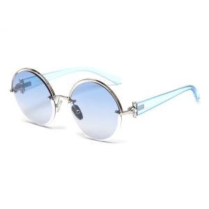 Cut Half Frame UV400 Hollow Round Polarized Sunglasses Female Ins Net Celebrity