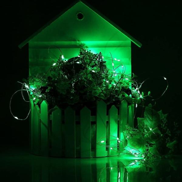 Bright Green Battery Copper Wire Lights 100LM For Bedroom Yard Decor