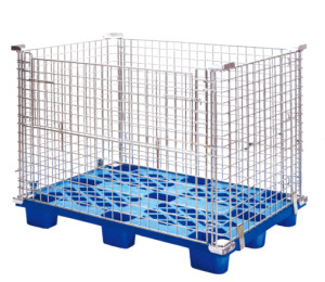 Quality Folding Metal Steel Warehouse Wire Mesh Storage Cage with Pallet for sale