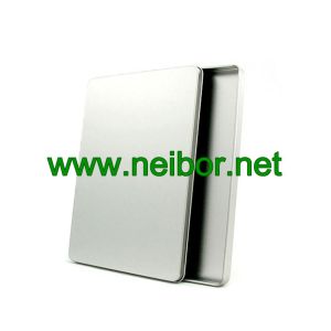 China rectangular shape empty plain silver postcards tin boxes on sale