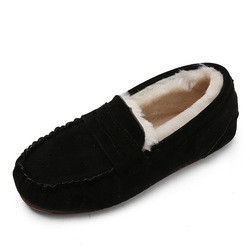 Warm Low Heel Round Toe Velvet Cotton Plush One Step Shoes for Commuter